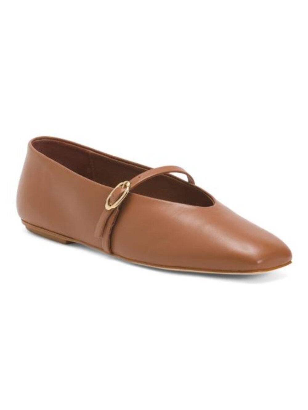 Larroude Misty Ballerina Flat Caramel Kidskin Leather Almond Toe Ballet Flats - Picture 3 of 12